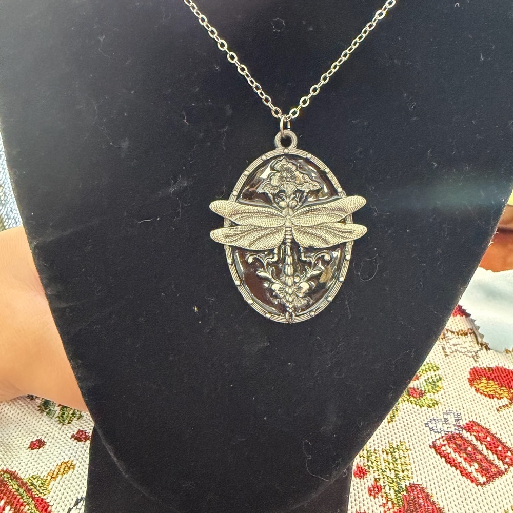 Silver Dragonfly Pendant Necklace - Picture 2 of 2